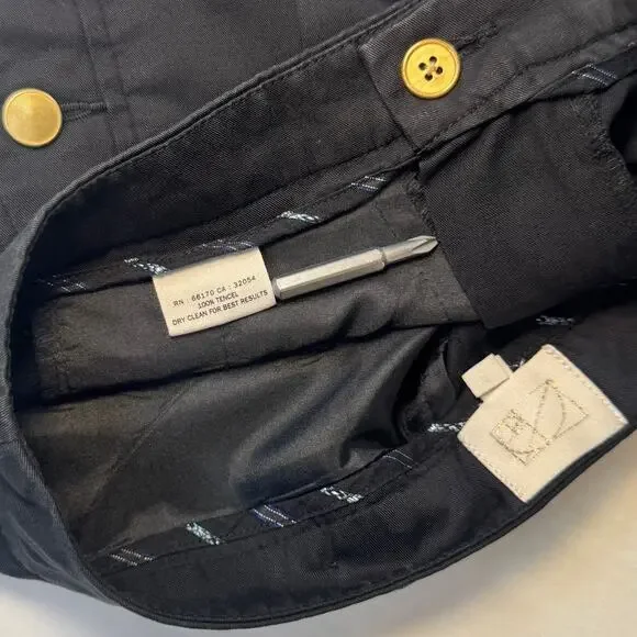 Anthropologie Coquille Black High-Rise Tailored Shorts Gold Button Women’s 2 - Picture 11 of 12